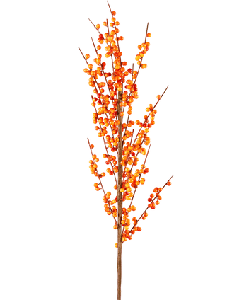 Rama artificial de Ilex 100 cm naranja