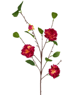 Ramo de flor artificial Camelia japonesa 95 cm rojo vino