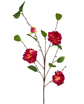 Ramo de flor artificial Camelia japonesa 95 cm rojo vino