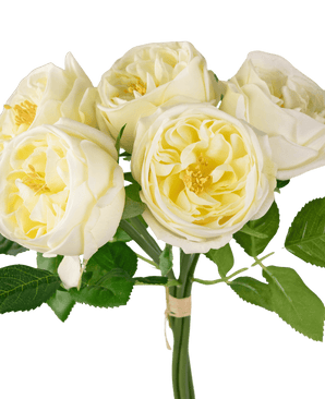 Ramo de rosas artificiales "Carmen" Real Touch Crema blanca 36cm