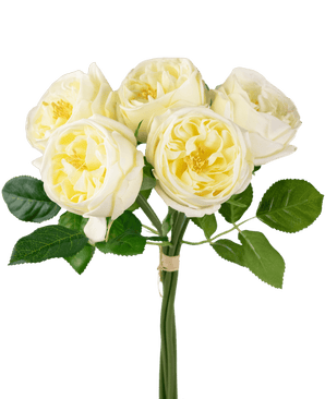 Ramo de rosas artificiales "Carmen" Real Touch Crema blanca 36cm