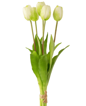 Ramo tulipán artificial Real Touch Verde/blanco 40cm