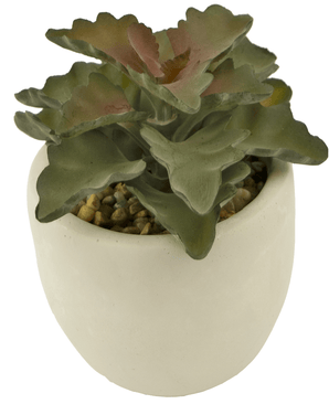 Suculenta artificial 15 cm en maceta decorativa blanca