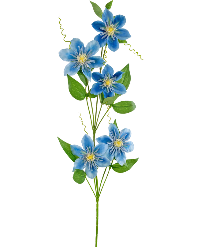 Flor artificial Clematis doble 81 cm azul