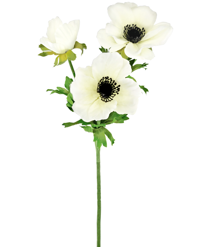 Flor artificial Anémona 56 cm blanca