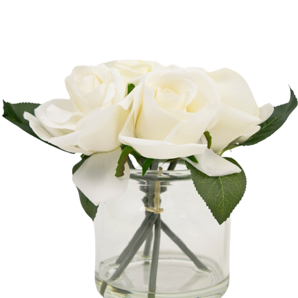 Ramo de rosas artificiales Real Touch Blanco 18cm
