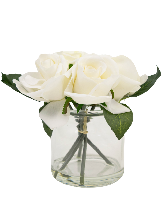 Ramo de rosas artificiales Real Touch Blanco 18cm