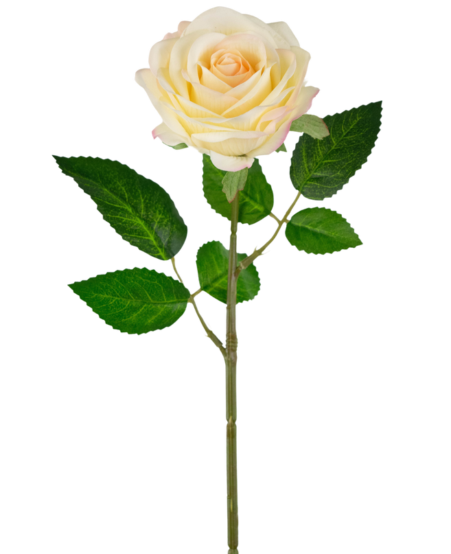Rosa artificial "Emine" Real Touch amarillo/crema 43cm