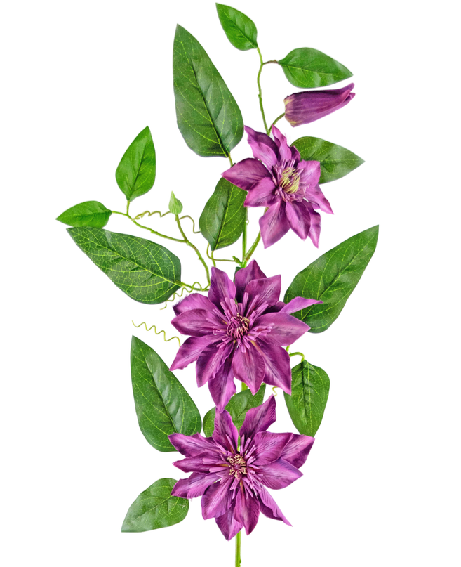 Flor artificial Clematis grande 81 cm púrpura