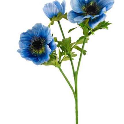 Flor artificial Anémona doble 56 cm azul