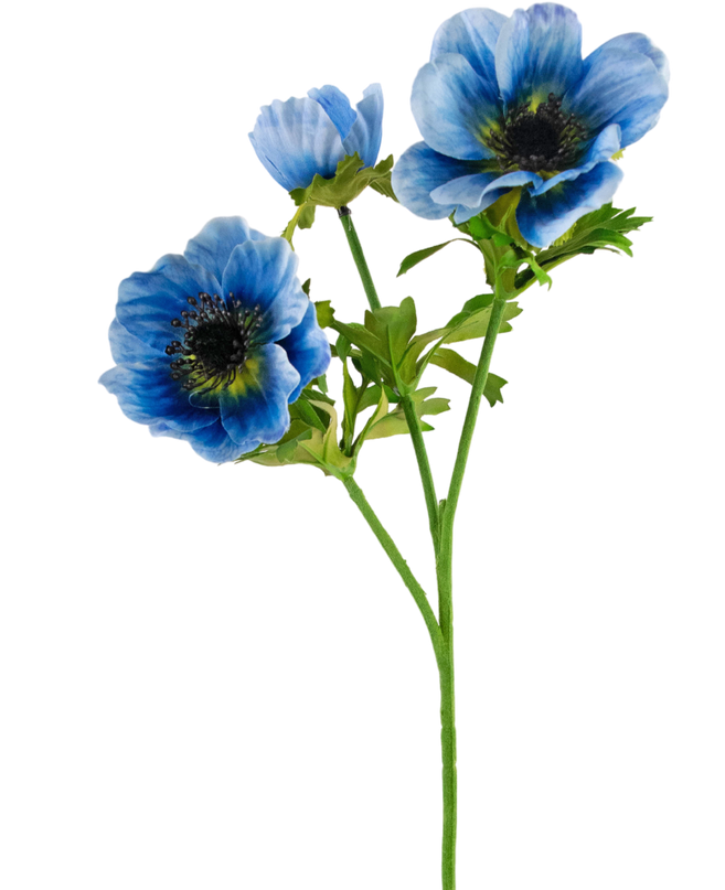 Flor artificial Anémona doble 56 cm azul