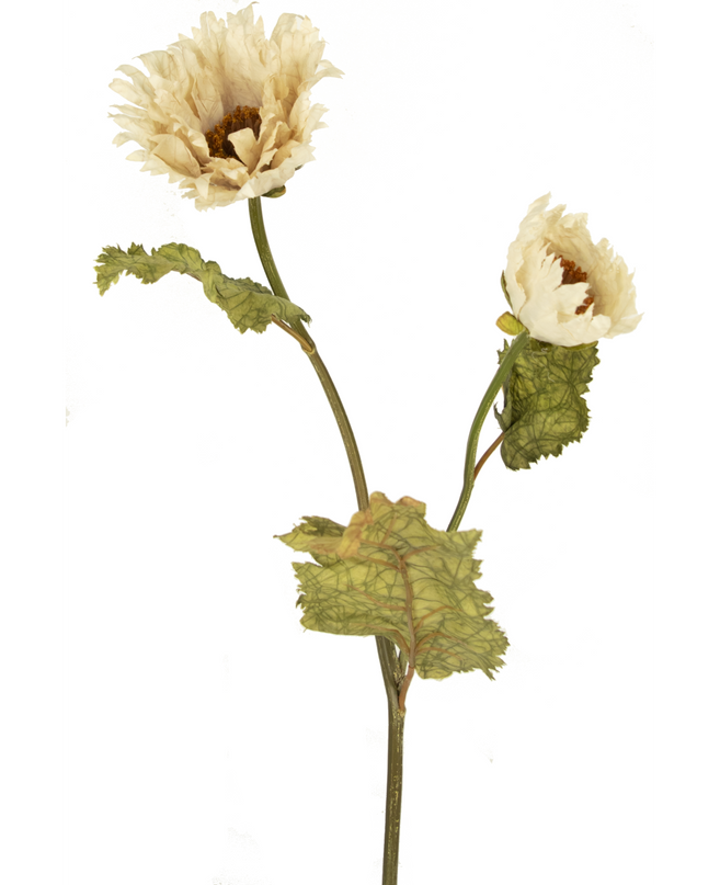 Ramo de flor artificial Amapola Reina 78 cm crema