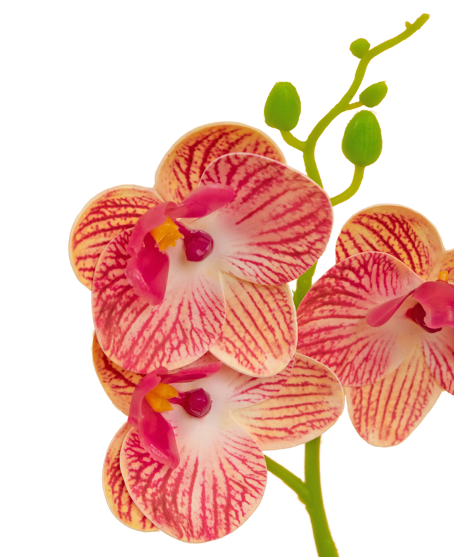 Orquídea artificial 28 cm fucsia en maceta decorativa