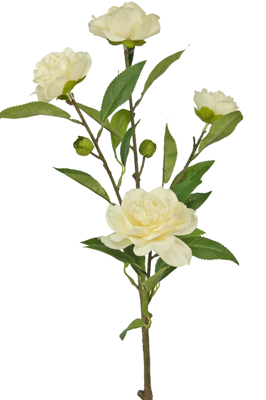 Ramo de flor artificial Cammellia 80 cm blanca