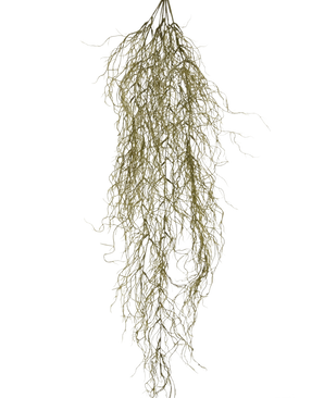 La planta colgante artificial Sudo 110 cm tiene ramas secas, largas, delgadas y rizadas que cuelgan sobre un fondo blanco liso. Agrega atmósfera y comodidad como una planta colgante artificial única a su espacio.