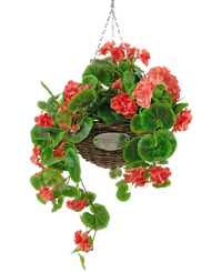 Begoña artificial rosa en cesta UV 70cm